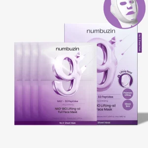Numbuzin No.9+ NAD+ Bio Lifting Full Face Mask (4 adet) - Peptid ve Kolajen Destekli İki Parçalı Yüz Şekillendirici Maske + Lifting Band
